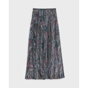 Women Dawwn-Lantern Print Pleated Maxi Skirt - Teal-Blue