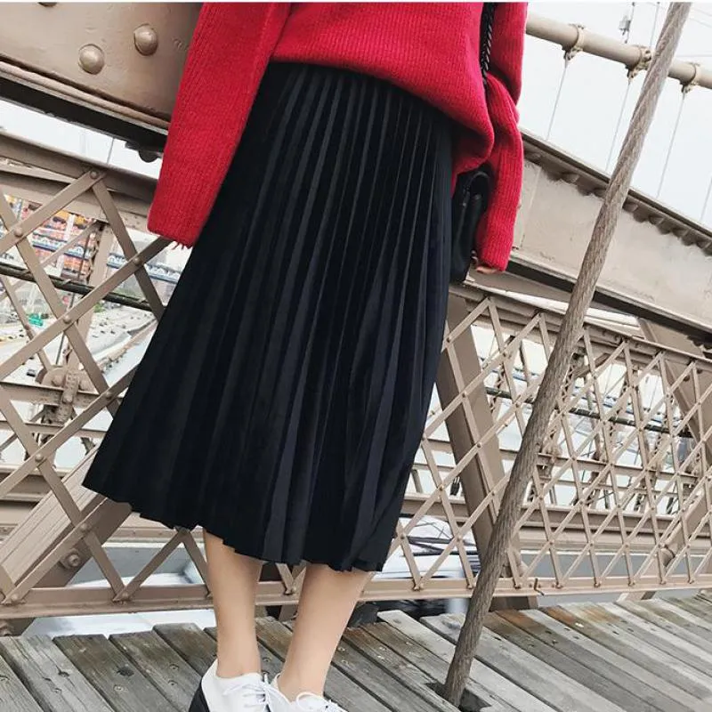 Women Long Metallic Silver Maxi Pleated Skirt