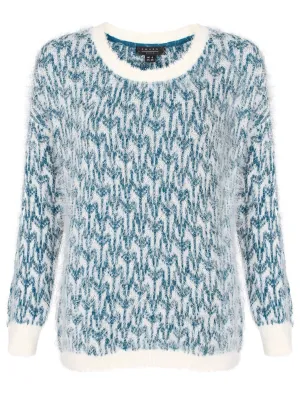 Womens Amara Reya Sage Feather Finish Jumper in Ocean