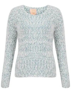 Womens Plum Tree Passion Flower Jumper in Ocean Depths and Pastel Turq Twist