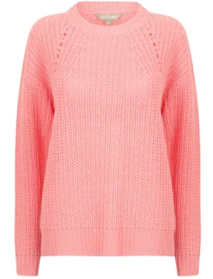 Zember Fisherman Knit Pointelle Jumper in Candy Pink - Tokyo Laundry